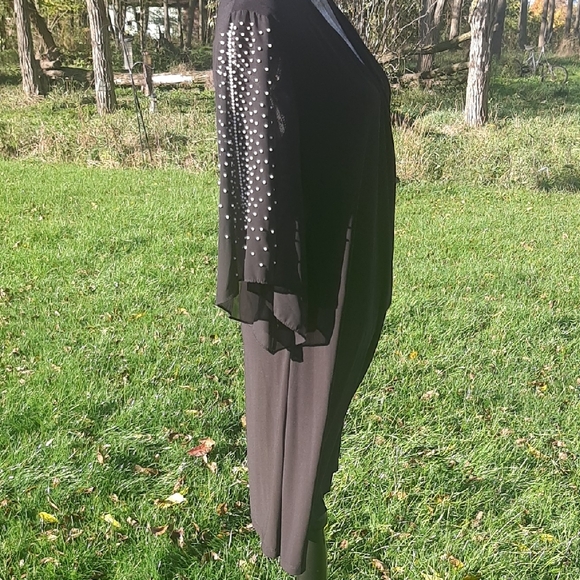Roz & Ali Black Long Sleeve Dress with Embellished Sleeves Size L - Picture 6 of 12